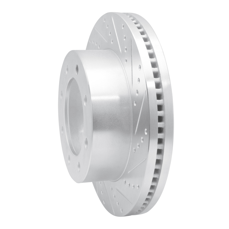 Ford F-450 Super Duty Brake Rotor (1) - Front Right - R1 Concepts - Drilled & Slotted - Silver - `05-`12